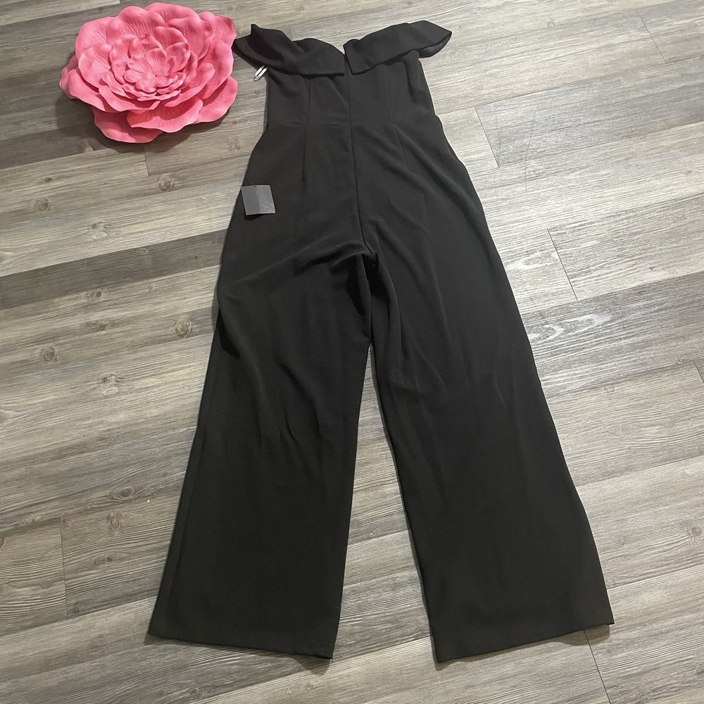 NWT LULUS XL Black Love Me Tomorrow Wide Leg Off The Shoulder Jumpsuit Stretch - Picture 7 of 13